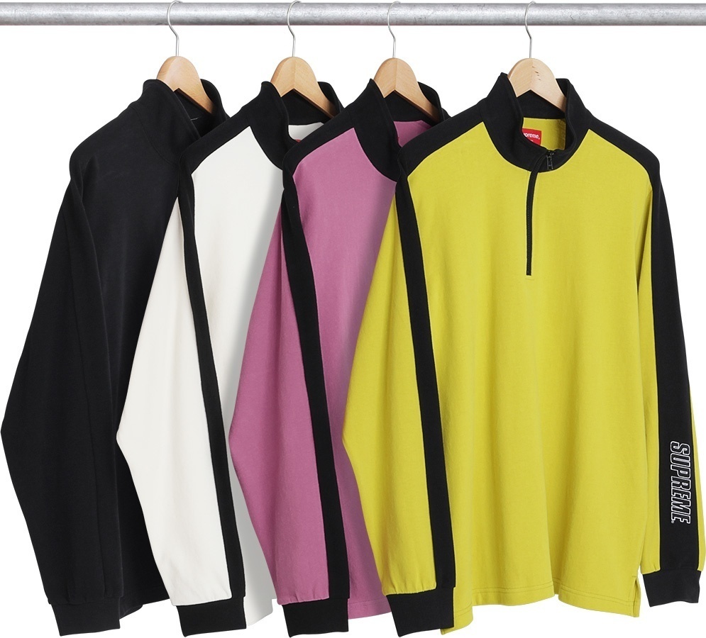 Sleeve Stripe L/S Half Zip Top